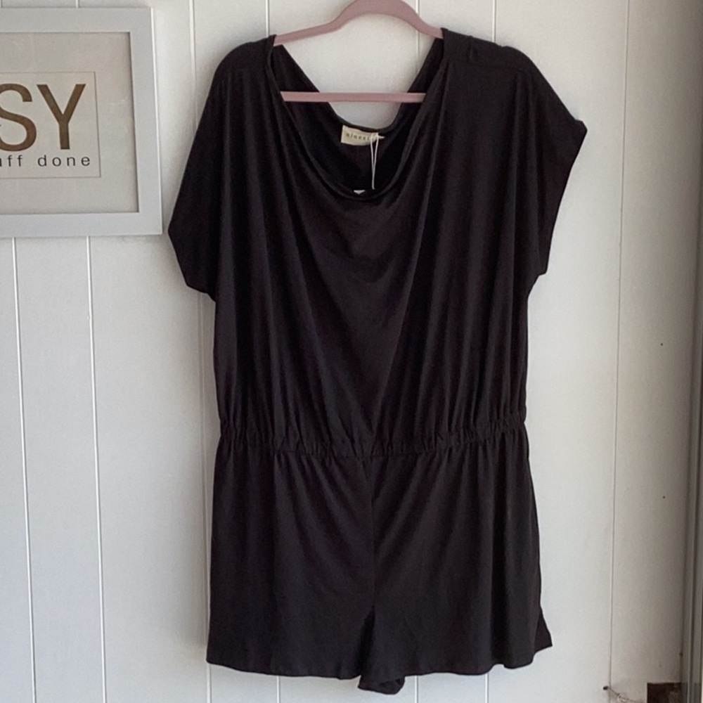 Off the shoulder Black Romper with pockets